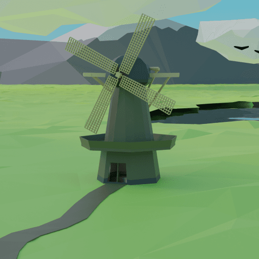 Windmill Landscape Art