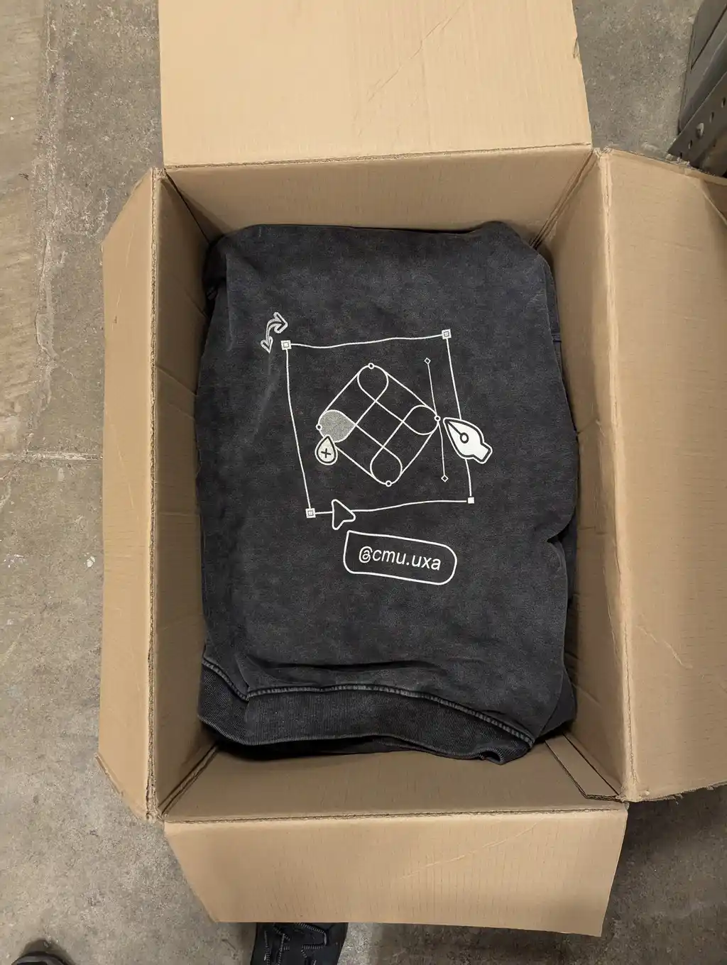 Finished UXA hoodies boxed and ready to go